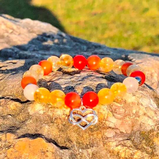 Minerální náramek citrín, karneol, křišťál - SLUNCE (stříbro Ag925)